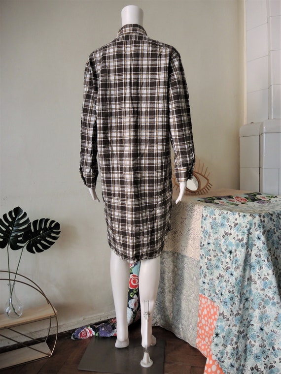 Vintage tartan check cotton flannel shirt dress o… - image 4