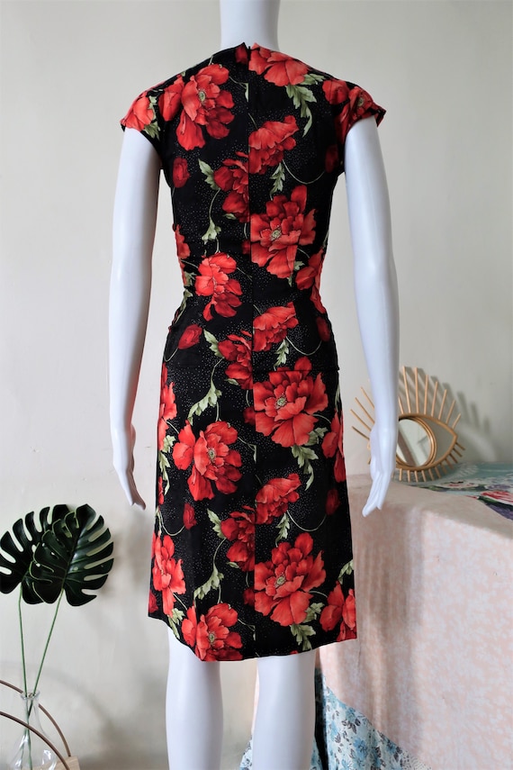 Vintage Get Cutie midi fitted dress with roses pr… - image 6