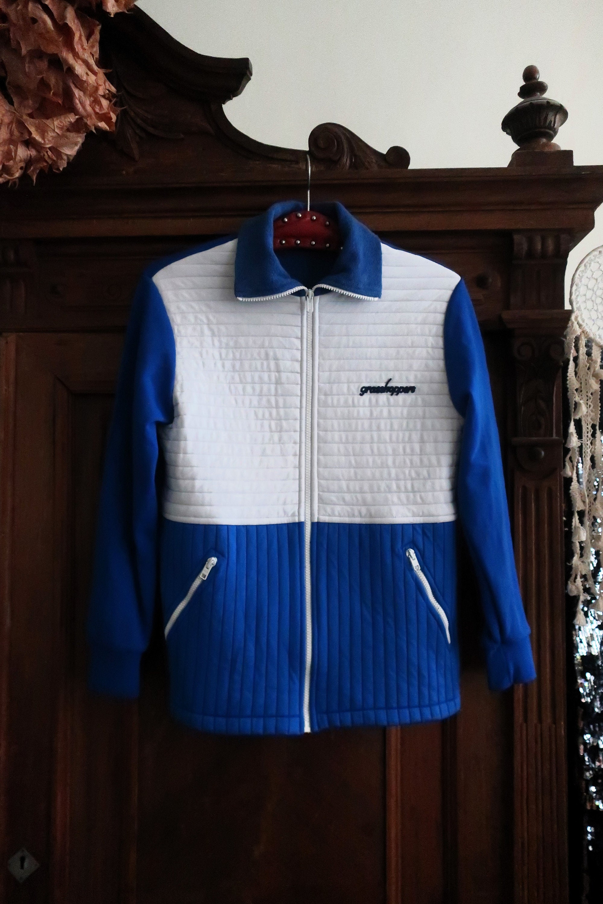70s grasshoppers トラックジャケット ヴィンテージ 好配色 Vintage Grasshoppers Sports Track Jacket With Blue and White