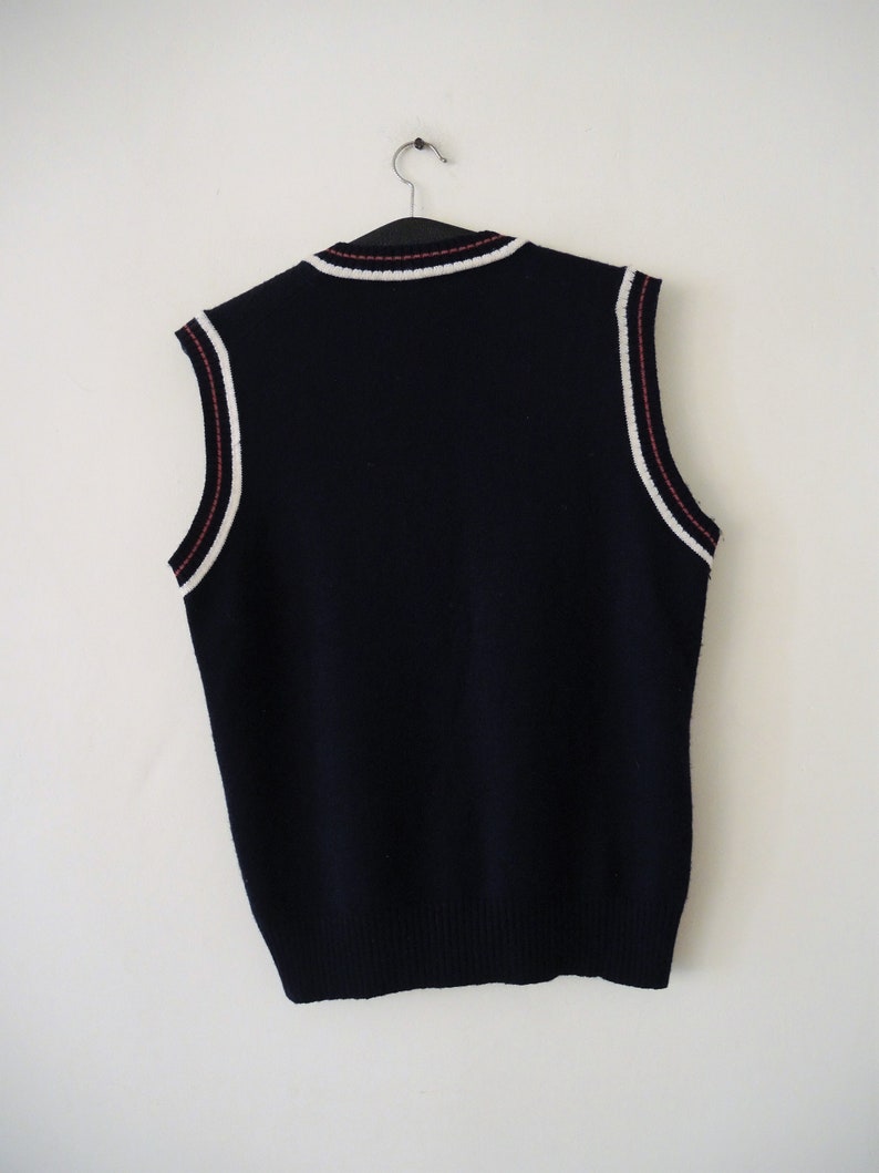 Vintage Ellesse knit tennis vest with stripe details 1980s 80s made in Italy