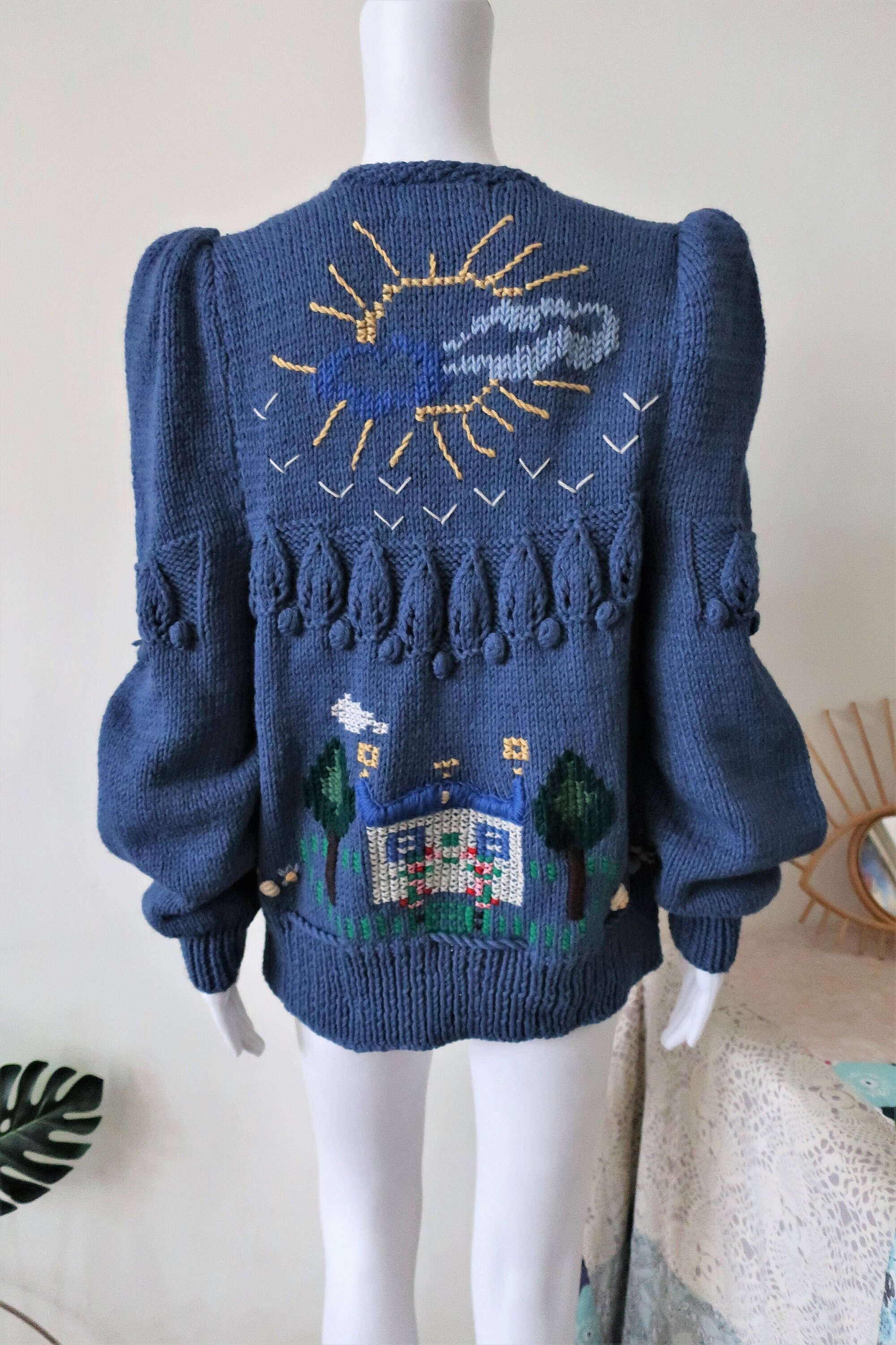 Vintage Lechuza Handmade Heavily Embroidered Folklore Wool