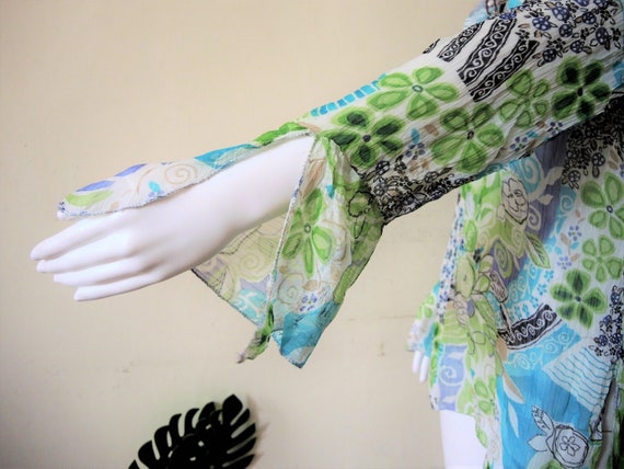 Vintage embroidered silk blend folklore tunic blo… - image 4