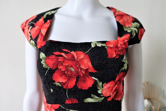 Vintage Get Cutie midi fitted dress with roses pr… - image 7