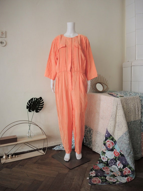 Vintage oversized salmon apricot boilersuit flowy