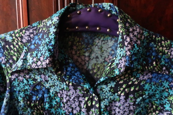 Vintage silk blouse shirt with ditsy floral print… - image 9