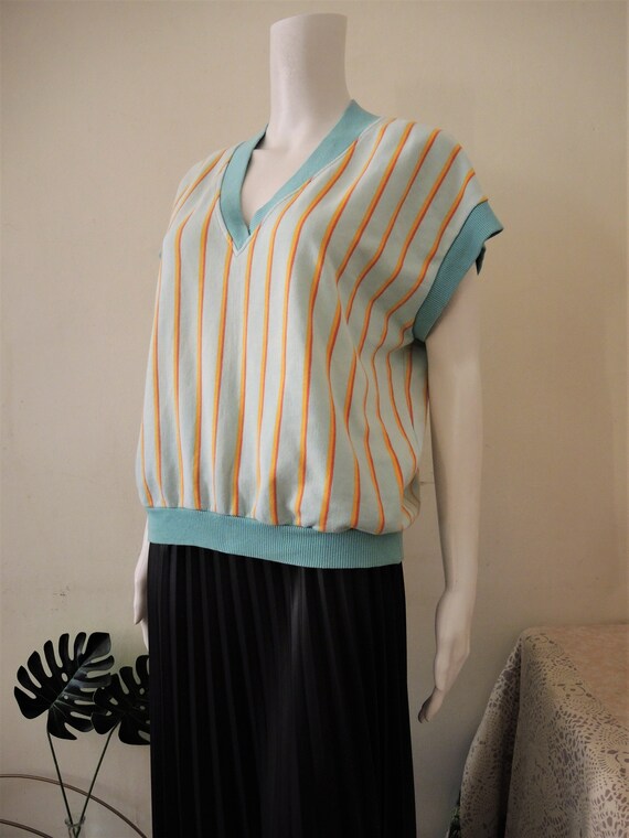 Vintage Marimekko pastel blue cotton t-shirt top … - image 5