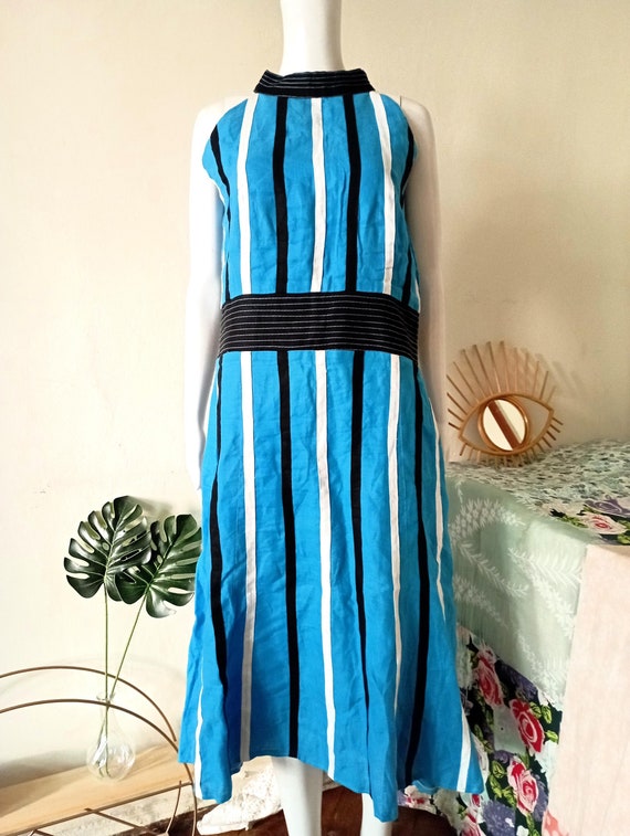 blue waffle dressing gown Striped Halter Bodycon Mini Dress main image 1