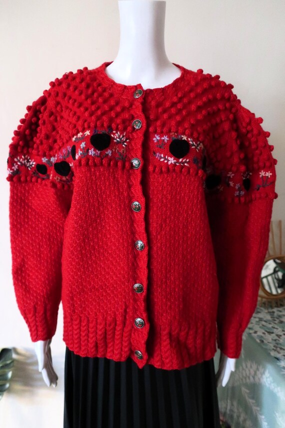 Vintage Austrian Trachten Folklore Wool Knit Cardigan With Vintage Austrian Trachten Folklore Wool Knit Cardigan With