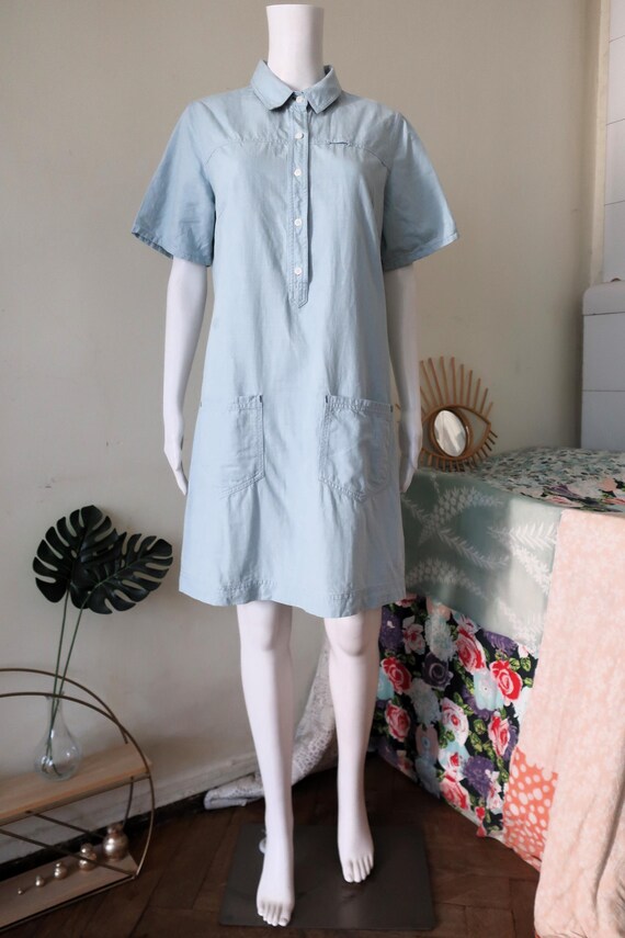 Vintage Patagonia Light Blue Mini Shirt Dress With Button Front Cotton Linen Blend Eco Organic 2000s 00s - Etsy Israel Vintage Patagonia Light Blue Mini Shirt Dress With Button Front Cotton Linen Blend Eco Organic 2000s 00s - Etsy Israel