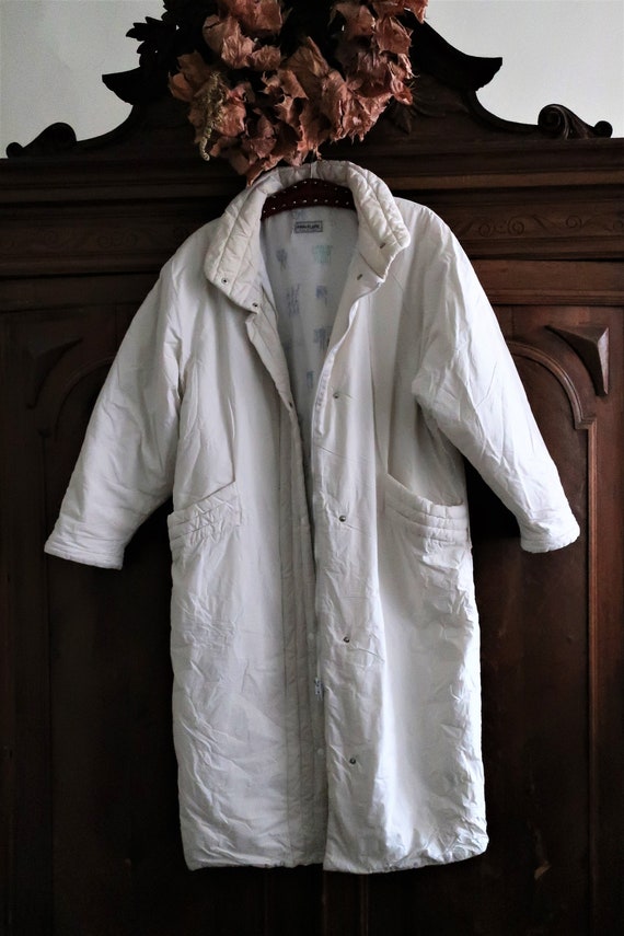 Finnish Vintage white padded long coat parka with… - image 8