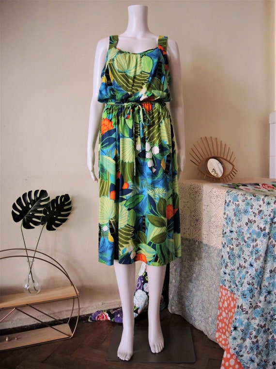 Vintage cotton jersey sundress strap dress with t… - image 9