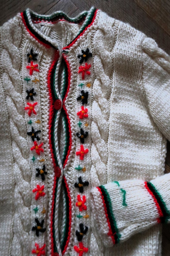 Vintage Austrian trachten wool knit cardigan swea… - image 8