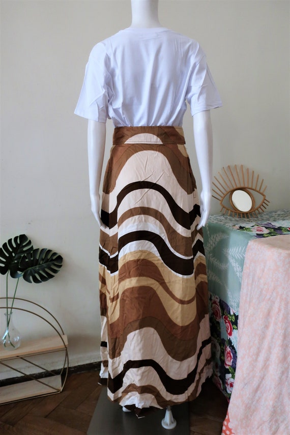 Finnish Vintage cotton maxi skirt with wave patte… - image 7