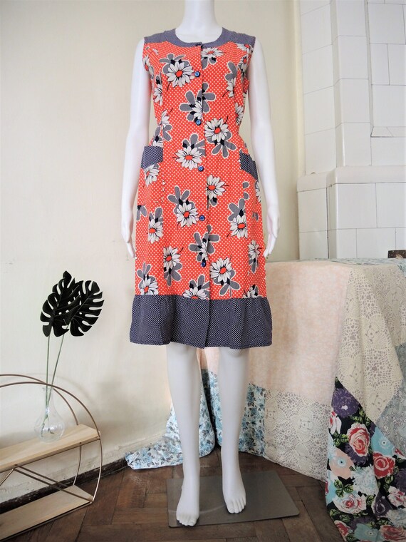Vintage patchwork floral and polka dot cotton pina