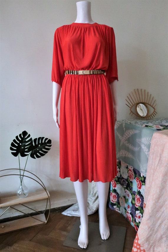 Vintage H&M Hennes Mauritz light red coral poppy … - image 2