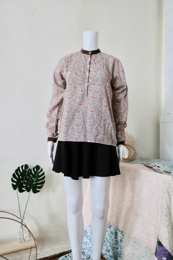 Vintage Cacharel pleated ditsy floral blouse with