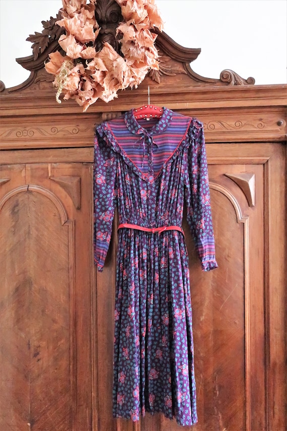 Printed ruffle clearance bib midi dress