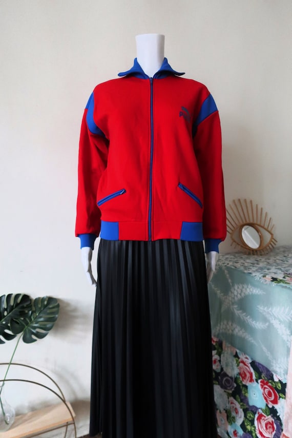 【70〜80s】vintage PUMA track jacket 西ドイツ製 Puma Vintage 70s 80s Blue Red Stripe Zip Track Jacket