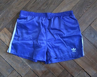 Vintage Adidas satin runner shorts with cotton slip side stripes Trefoil logo 1990s 90s 2000s 00s