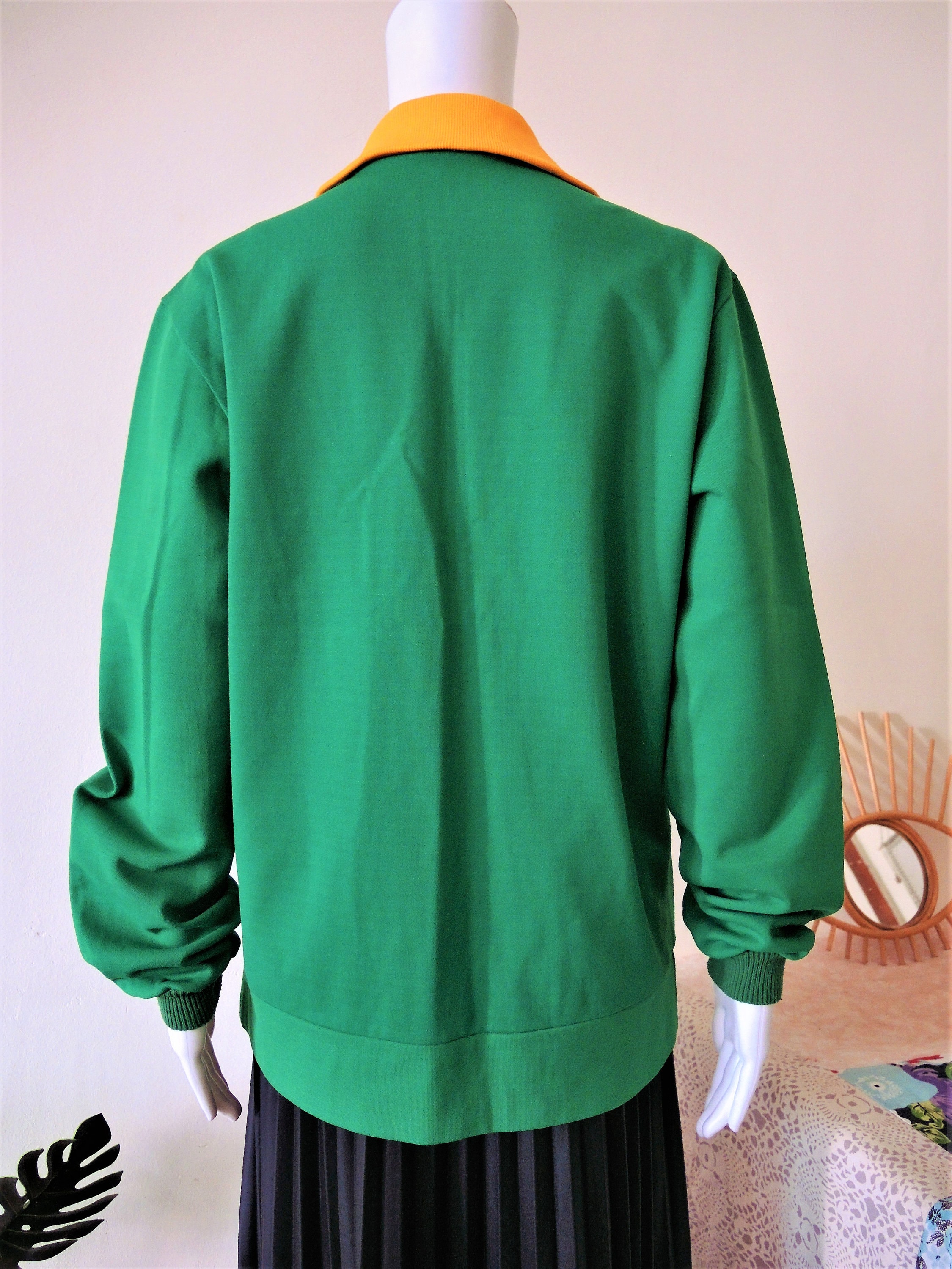 ウェア [archive]90s Erima Line track Jacket Vintage Finnish Green Track Jacket With Yellow Collar and