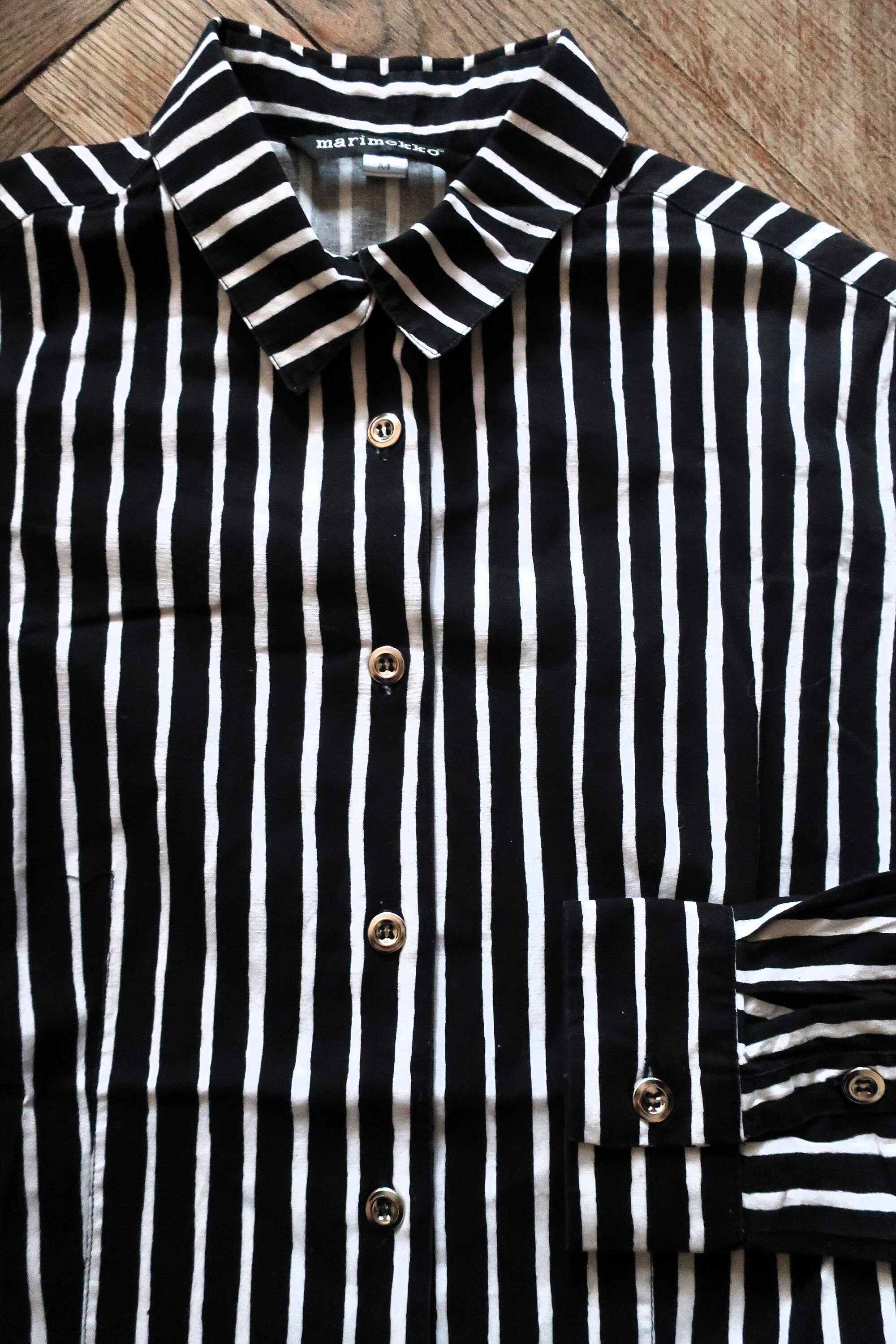 Vintage Marimekko Finland Black and White Striped Blouse Vintage Marimekko Finland Black and White Striped Blouse