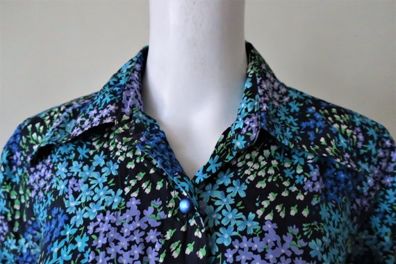 Vintage silk blouse shirt with ditsy floral print… - image 5