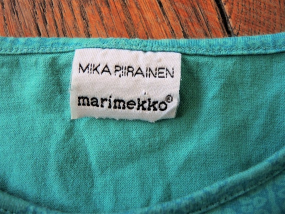 Vintage Marimekko Mika Piirainen turquoise cotton… - image 9