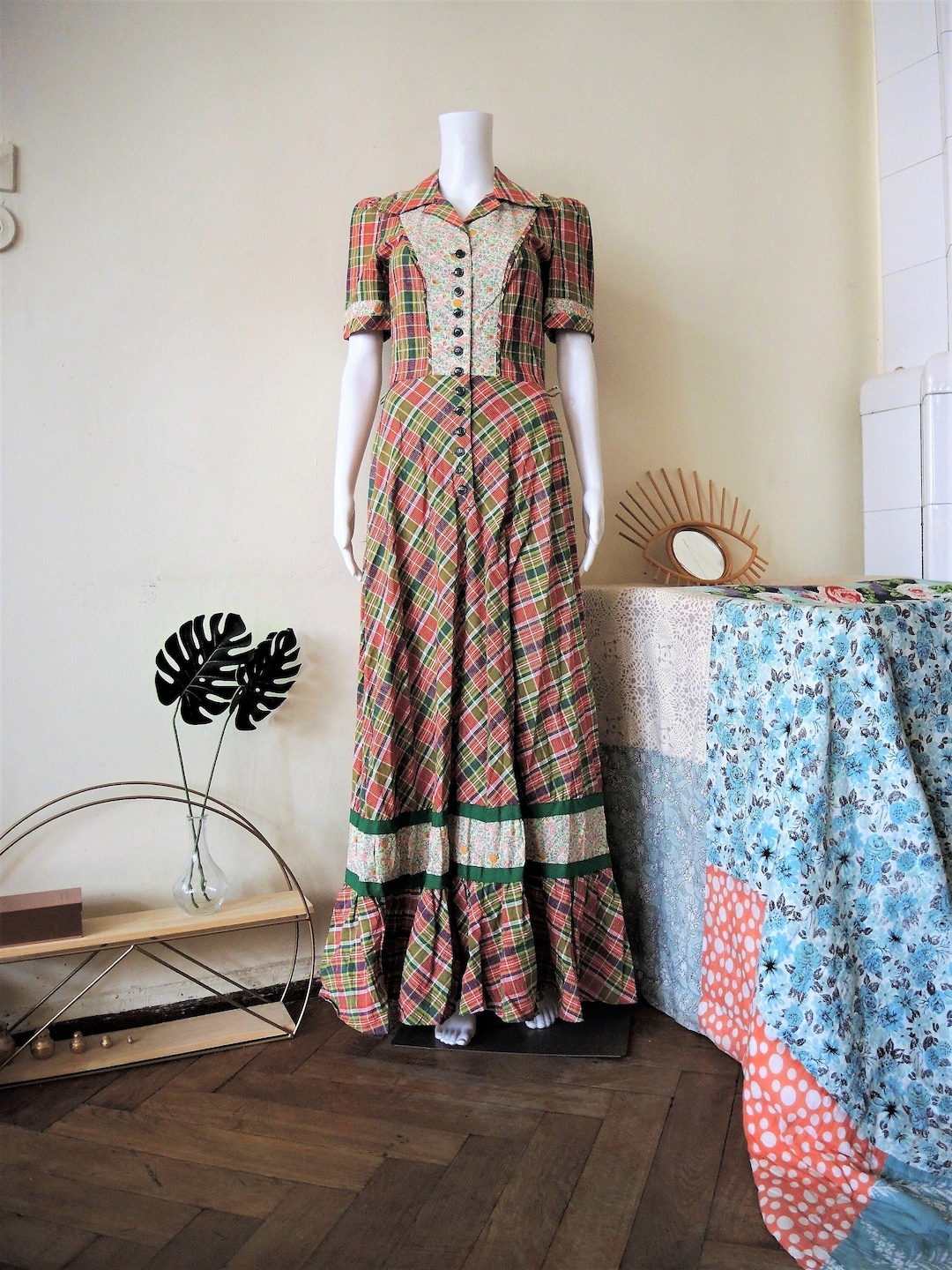 Vintage 60s Betty Barclay Floral Print Button-up Pleated Midi Skirt 10