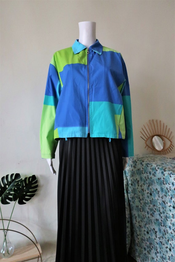Vintage Marimekko cotton zipper jacket color-block