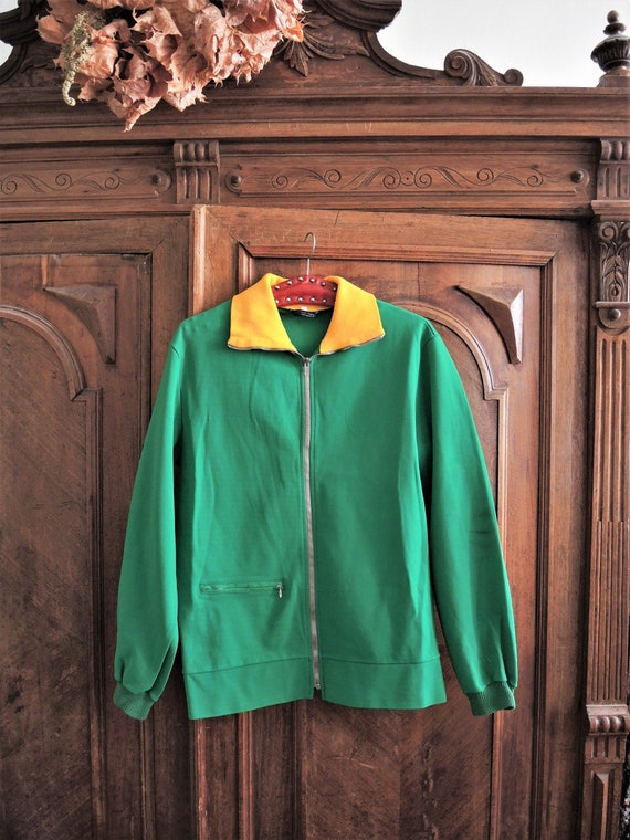 Vintage Finnish green track jacket with yellow co… - image 1