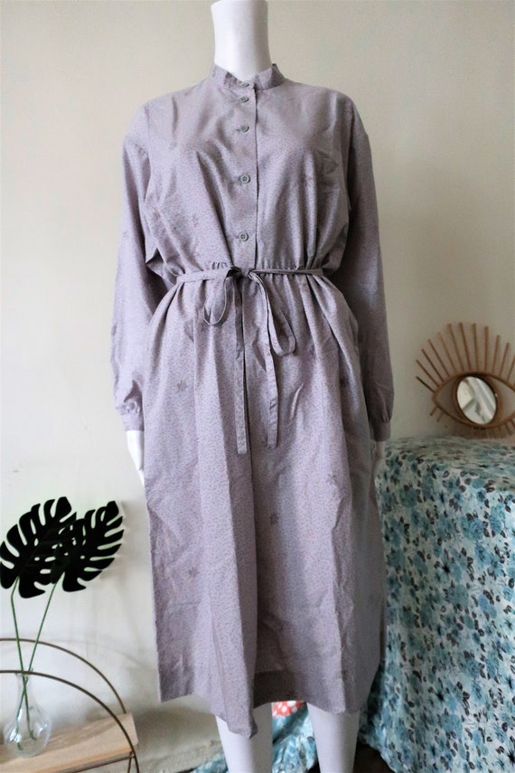 Vintage Marimekko Finland grey cotton midi dress … - image 2