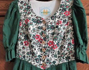 WENGER オーストリア　民族衣装　大きめサイズ　特大　グリーン　ビンテージ Vintage Wenger Green Austrian Trachten Midi Dress With