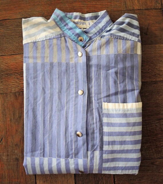 Marimekko Finland patchwork stripe nautical blouse
