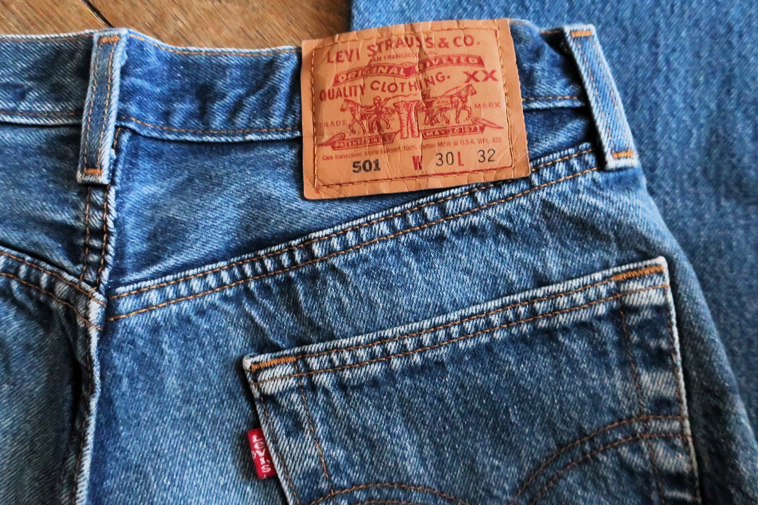 Vintage Levi's 501 Blue Denim Jeans Straight Cut Button Fly