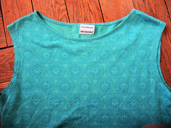 Vintage Marimekko Mika Piirainen turquoise cotton… - image 7