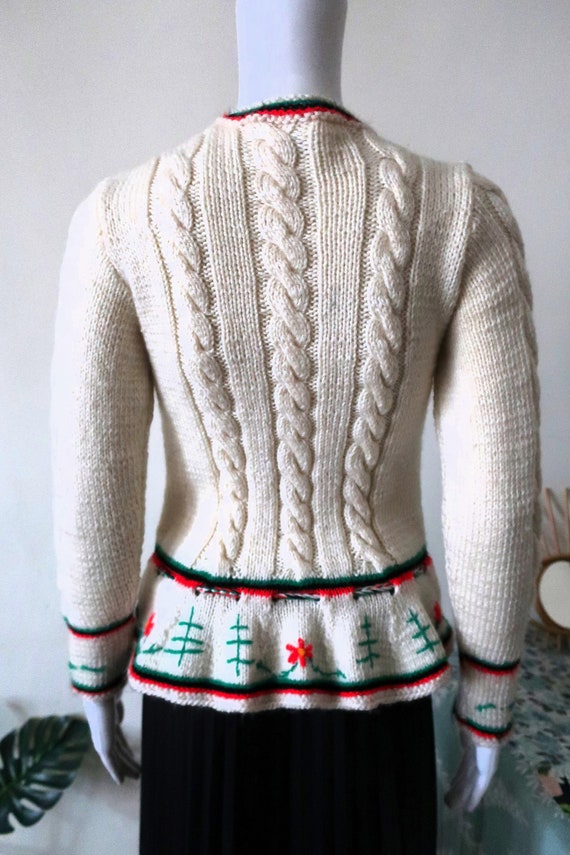 Vintage Austrian trachten wool knit cardigan swea… - image 7