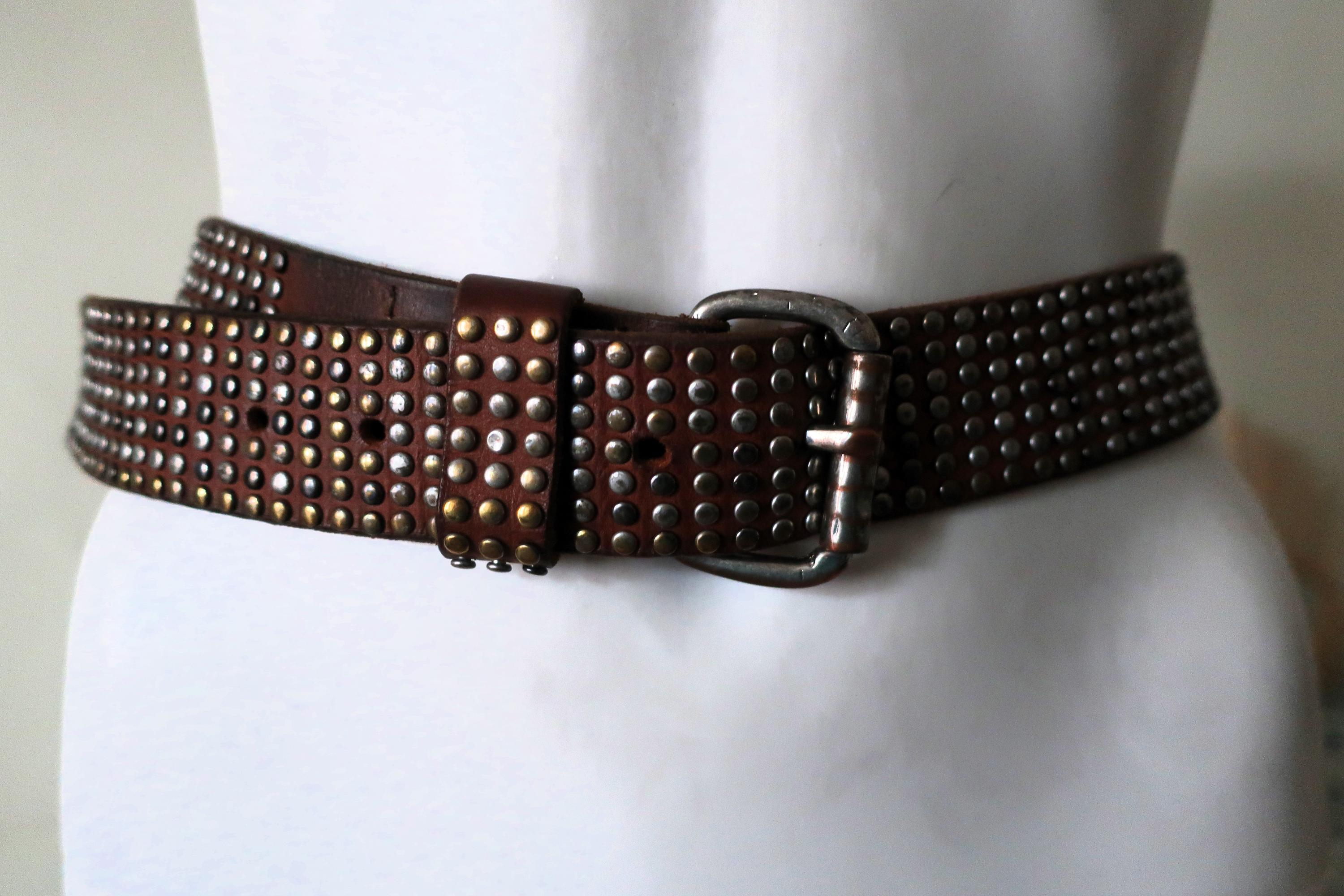 Liebeskind Berlin LKB51 brown studded leather belt Conrad | Rectangle Buckle Leather Studded Belt for Women  main image 2