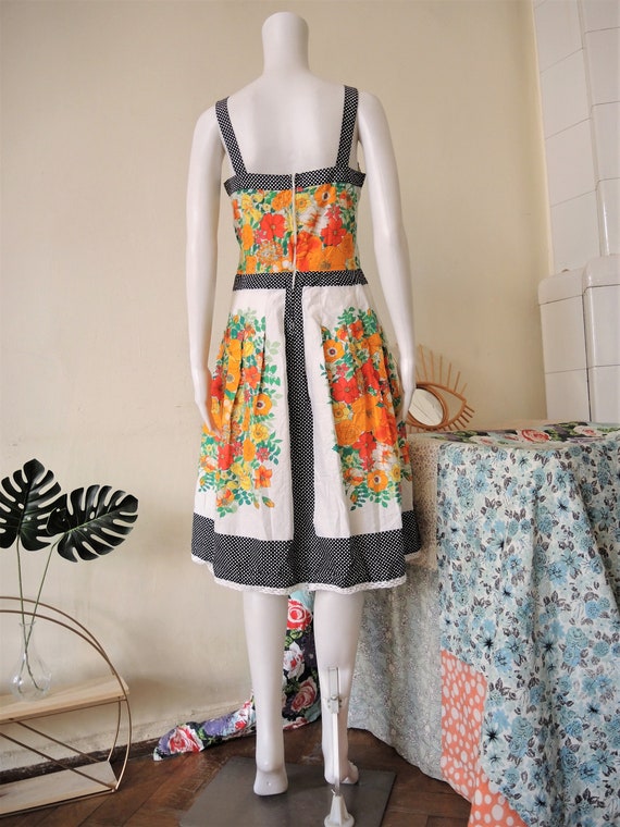 Vintage floral flower polkadot folklore cotton su… - image 5