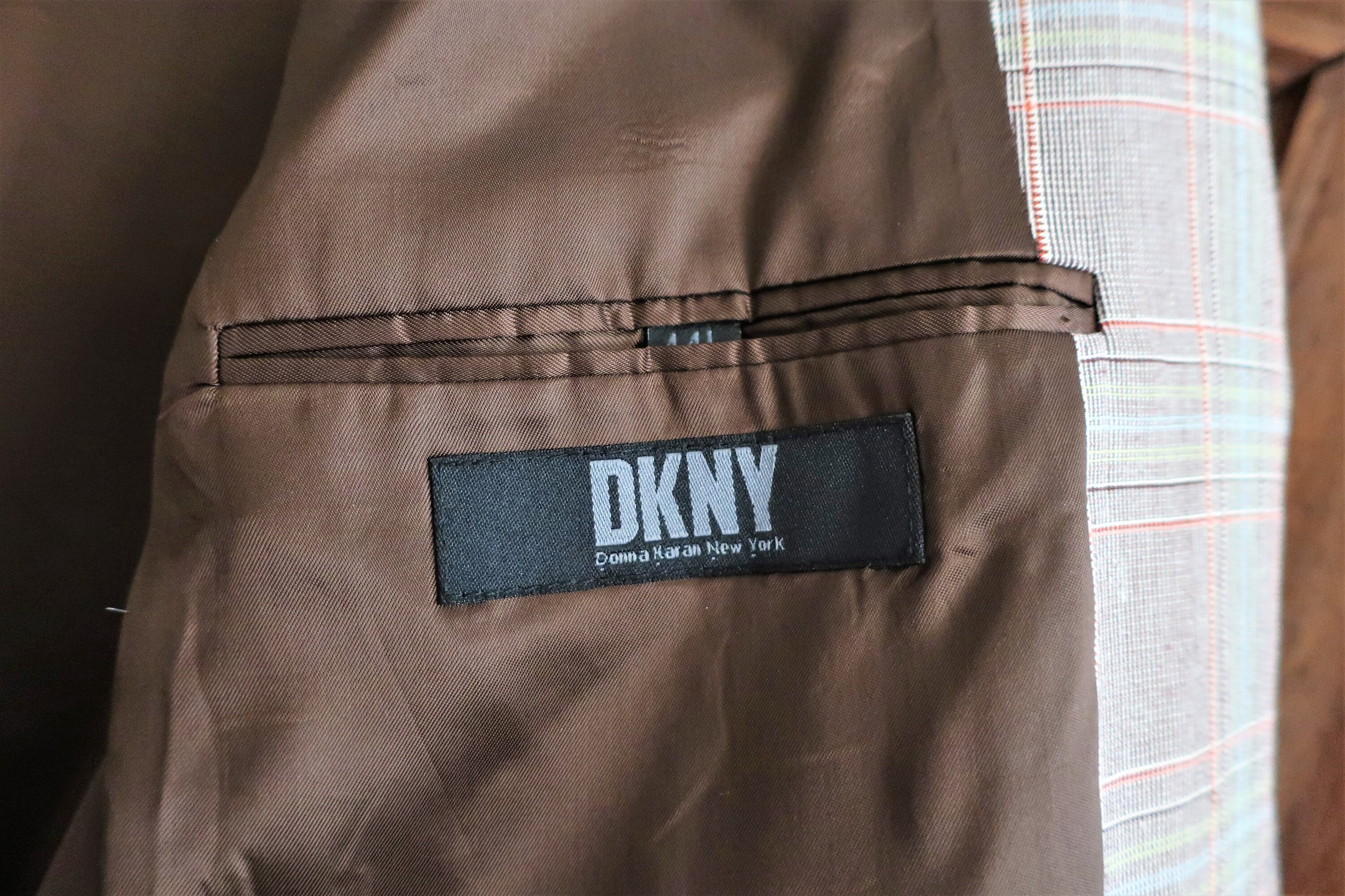 Vintage DKNY Linen Cotton Micro Check Jacket Blazer Y2K 1990s 90s 