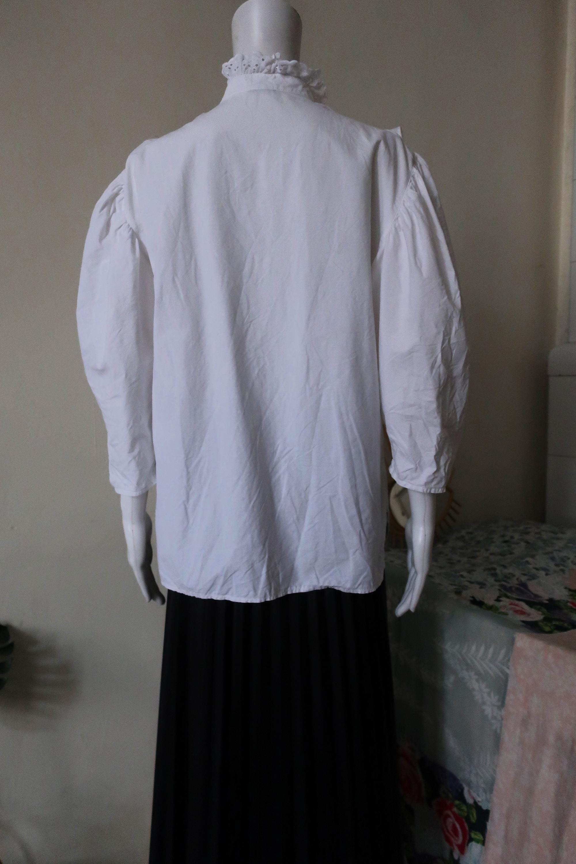 German Ruffles German Vintage Le Truc White Cotton Trachten Blouse With Ruffle Details ...