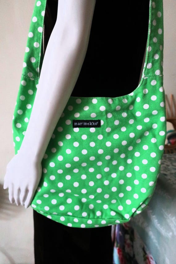 Marimekko フライングホヌ ターコイズグリーン Vintage Marimekko Cotton Canvas Shoulder Bag Tote Purse