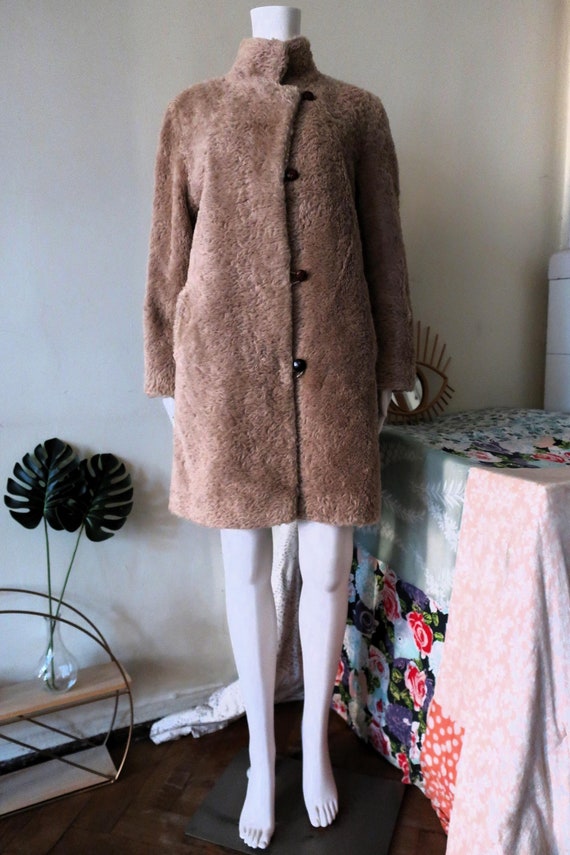 German Vintage Peter Hahn Sand Shaggy Coat Alpaca Mohair With High