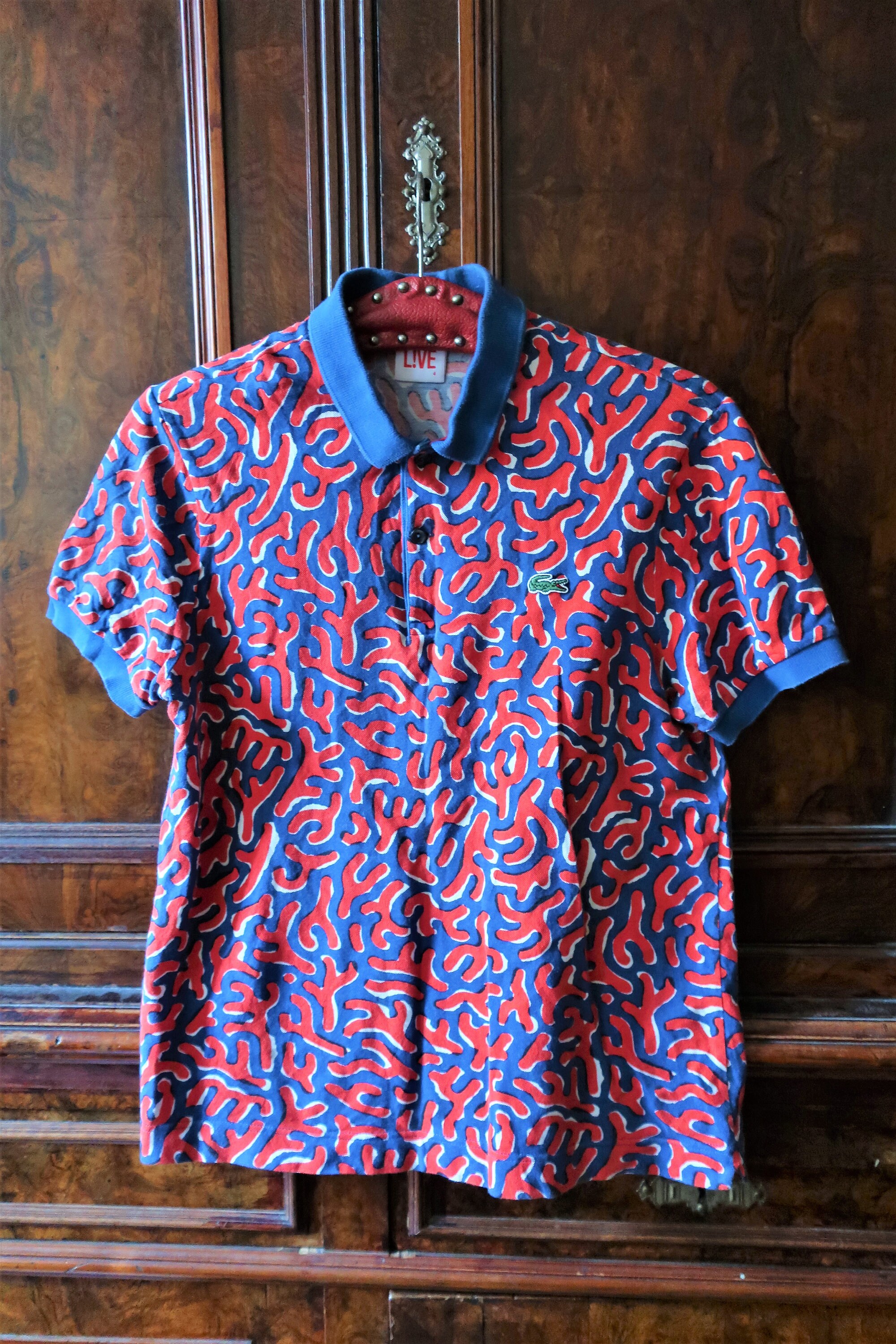 Vintage Lacoste Cotton Polo Shirt Blouse Top With Fantasy