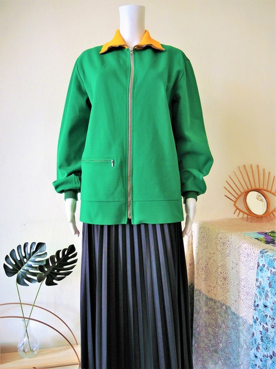 Vintage Finnish green track jacket with yellow co… - image 2