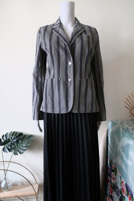 Vintage Sonia Rykiel gray denim blazer with bold c