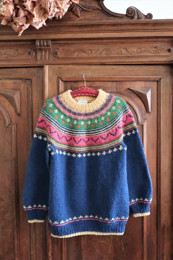 Danish Vintage Edda handmade chunky wool knit swea