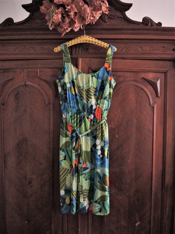 Vintage cotton jersey sundress strap dress with t… - image 8