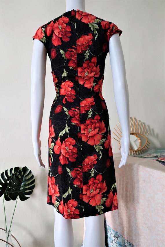 Vintage Get Cutie midi fitted dress with roses pr… - image 5