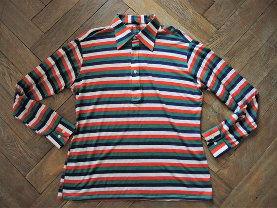 Vintage striped longsleeve polo shirt 1990s - image 6