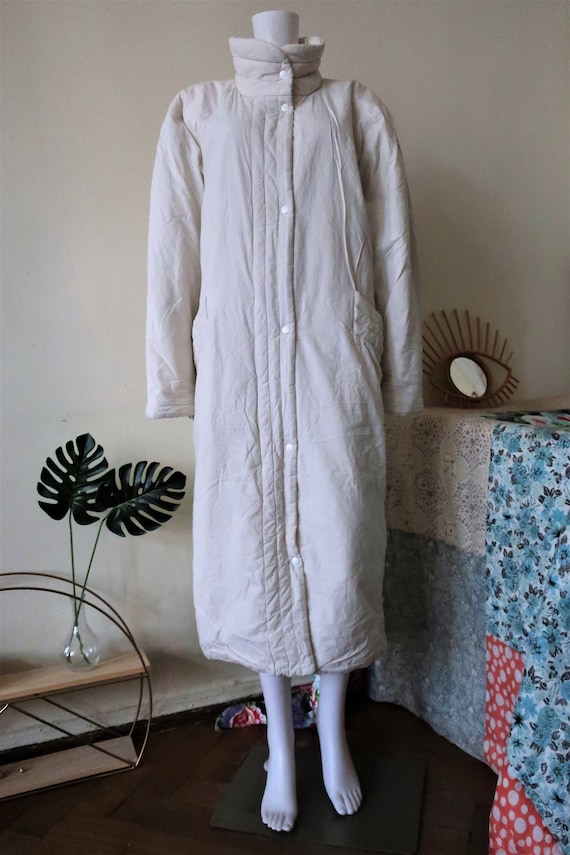 Finnish Vintage white padded long coat parka with… - image 2